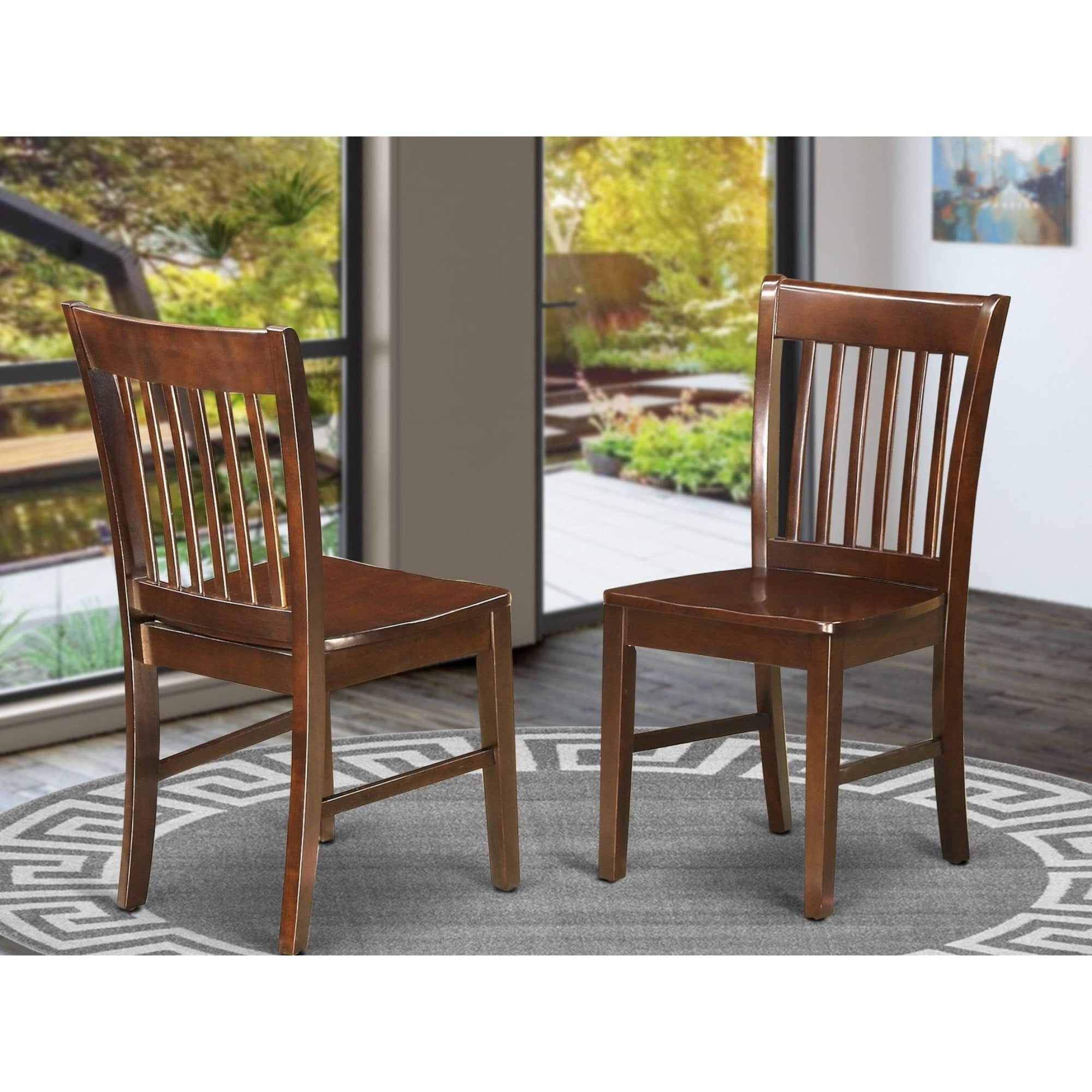 Norfolk Linen Upholstered Wooden Side Chair with Slat Back, Brown