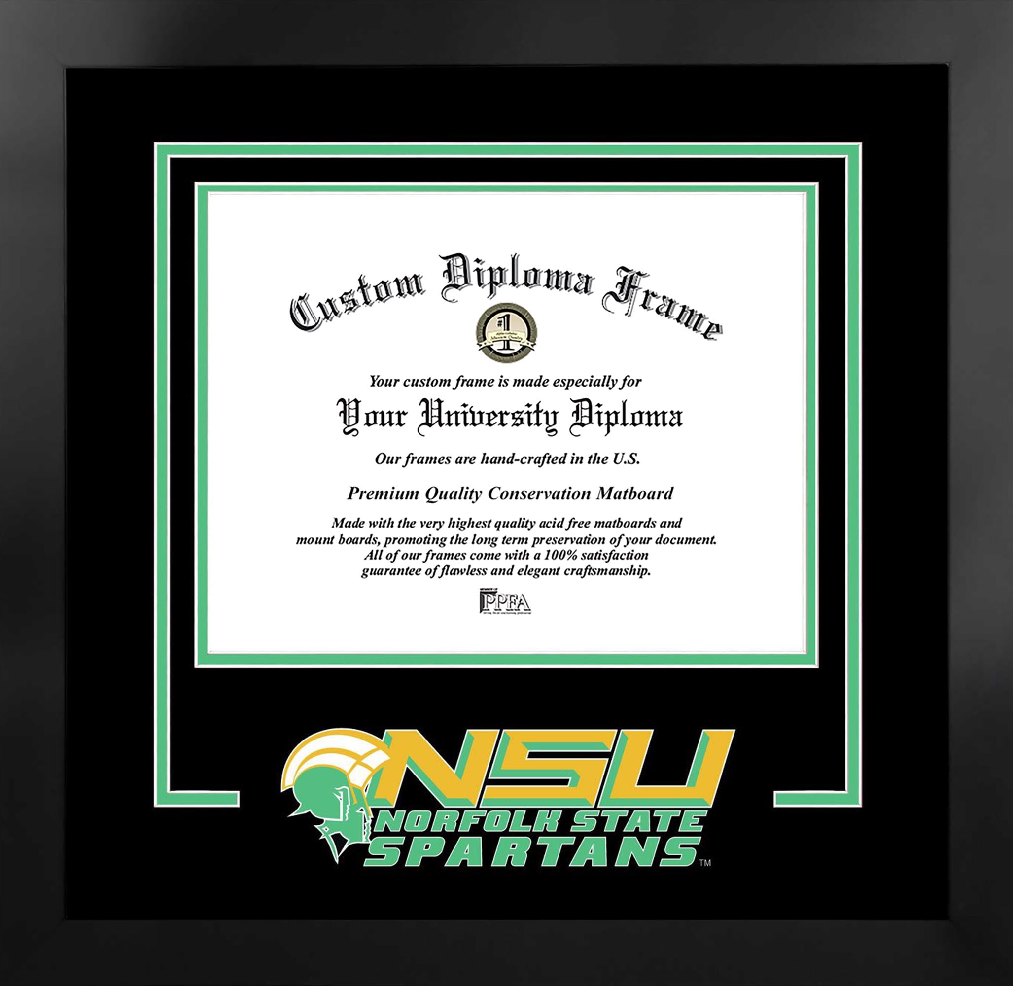 Norfolk State 14w x 11h Spirit Diploma Manhattan Black Frame with Bonus Campus Images Lithograph (value savings $59)