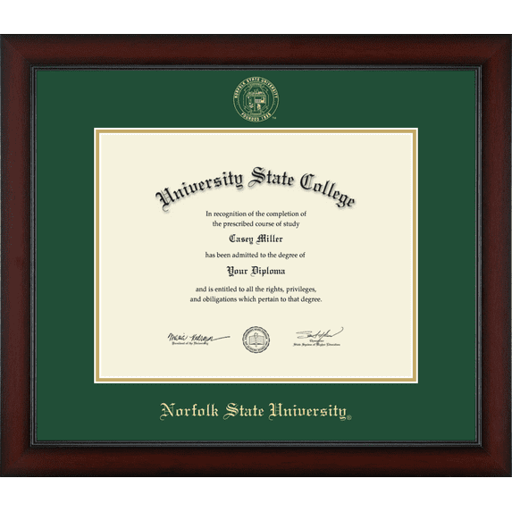 Norfolk State University Diploma Frame, Document Size 14" x 11"
