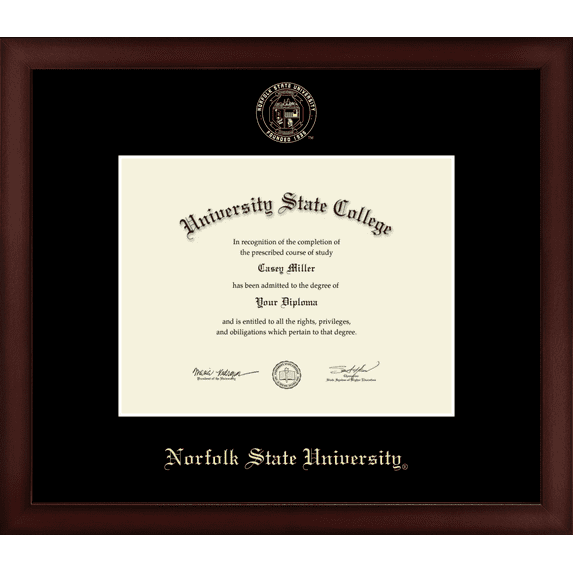 Norfolk State University Diploma Frame, Document Size 9" x 7"