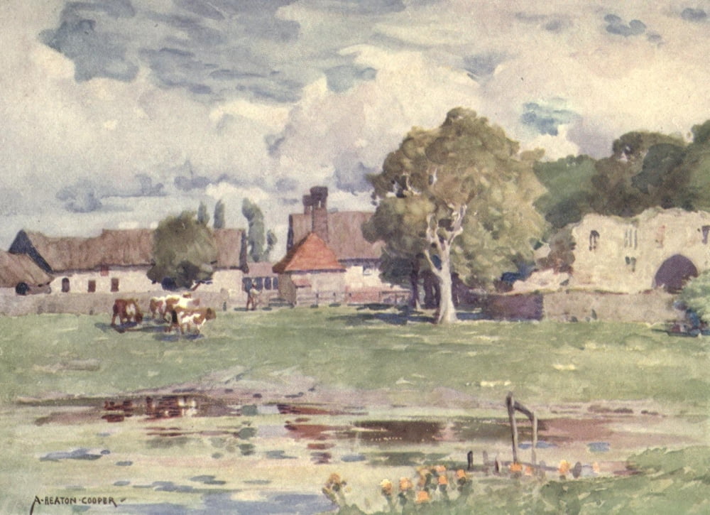 Norfolk & Suffolk 1921 Abbey Farm Thetford Canvas Art - Alfred Heaton Cooper (18 x 24)