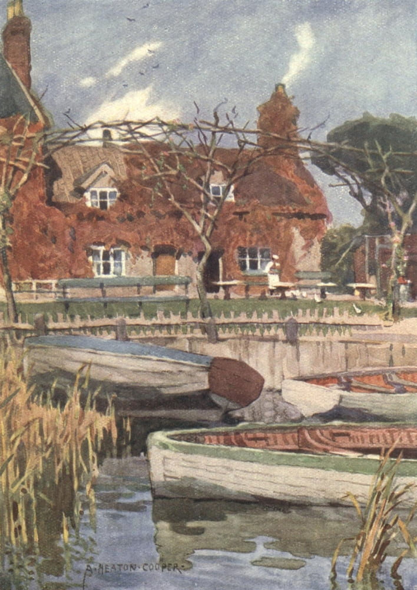Norfolk & Suffolk 1921 Eels foot Inn Ormesby Canvas Art - Alfred Heaton Cooper (18 x 24)