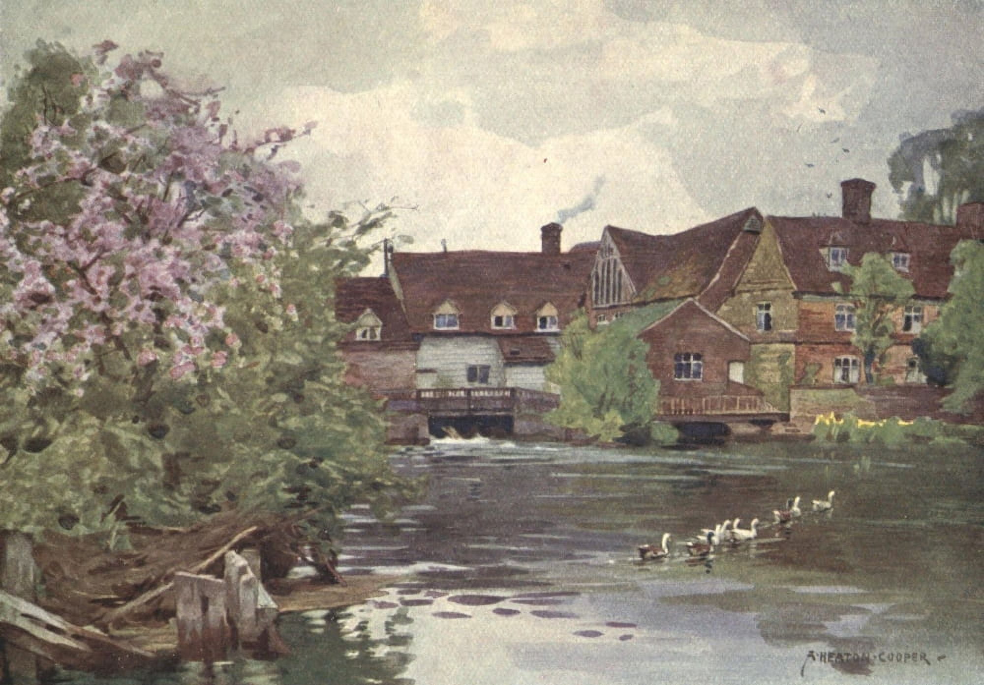 Norfolk & Suffolk 1921 Flatford Mill East Bergholt Canvas Art - Alfred Heaton Cooper (18 x 24)
