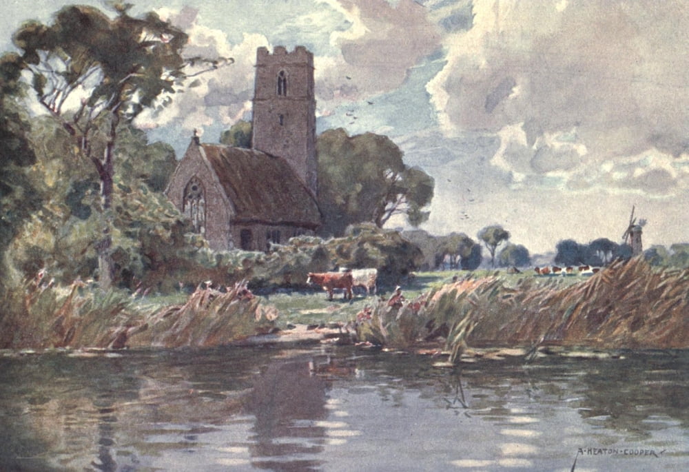 Norfolk & Suffolk 1921 Irstead Church Canvas Art - Alfred Heaton Cooper (18 x 24)