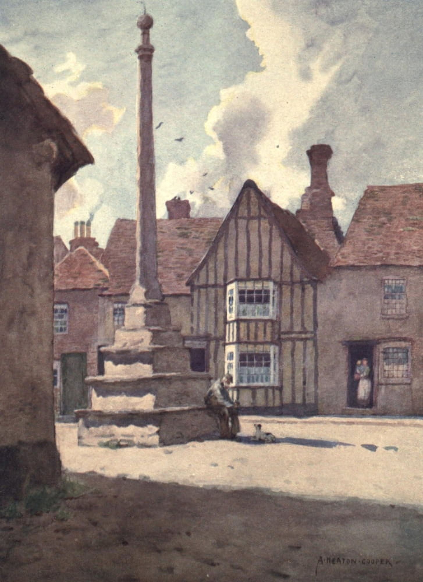 Norfolk & Suffolk 1921 Lavenham Market Cross Canvas Art - Alfred Heaton Cooper (24 x 36)