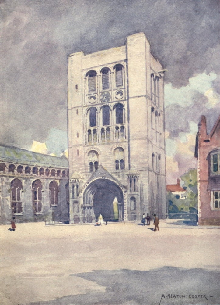 Norfolk & Suffolk 1921 Norman Tower Bury St Edmunds Canvas Art - Alfred Heaton Cooper (18 x 24)