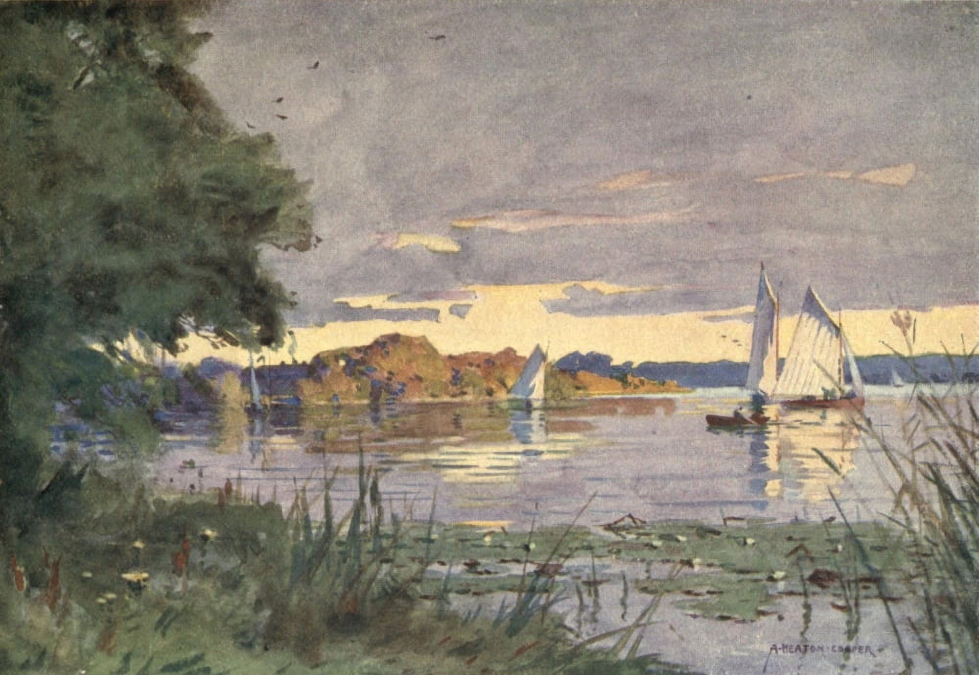 Norfolk & Suffolk 1921 Oulton Broad Canvas Art - Alfred Heaton Cooper (18 x 24)