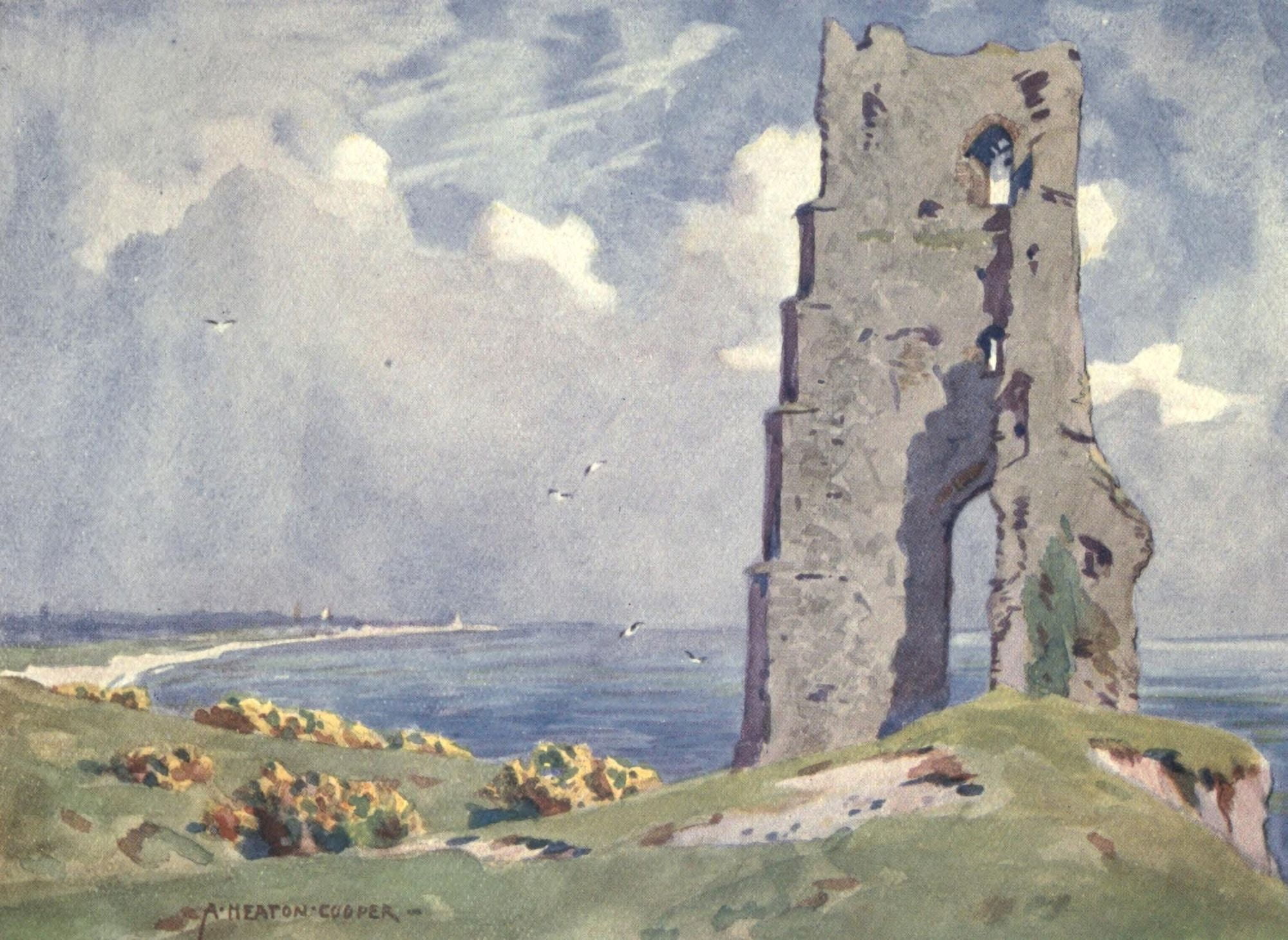 Norfolk & Suffolk 1921 Ruins of All Saints Church Dunwich Canvas Art - Alfred Heaton Cooper (18 x 24)