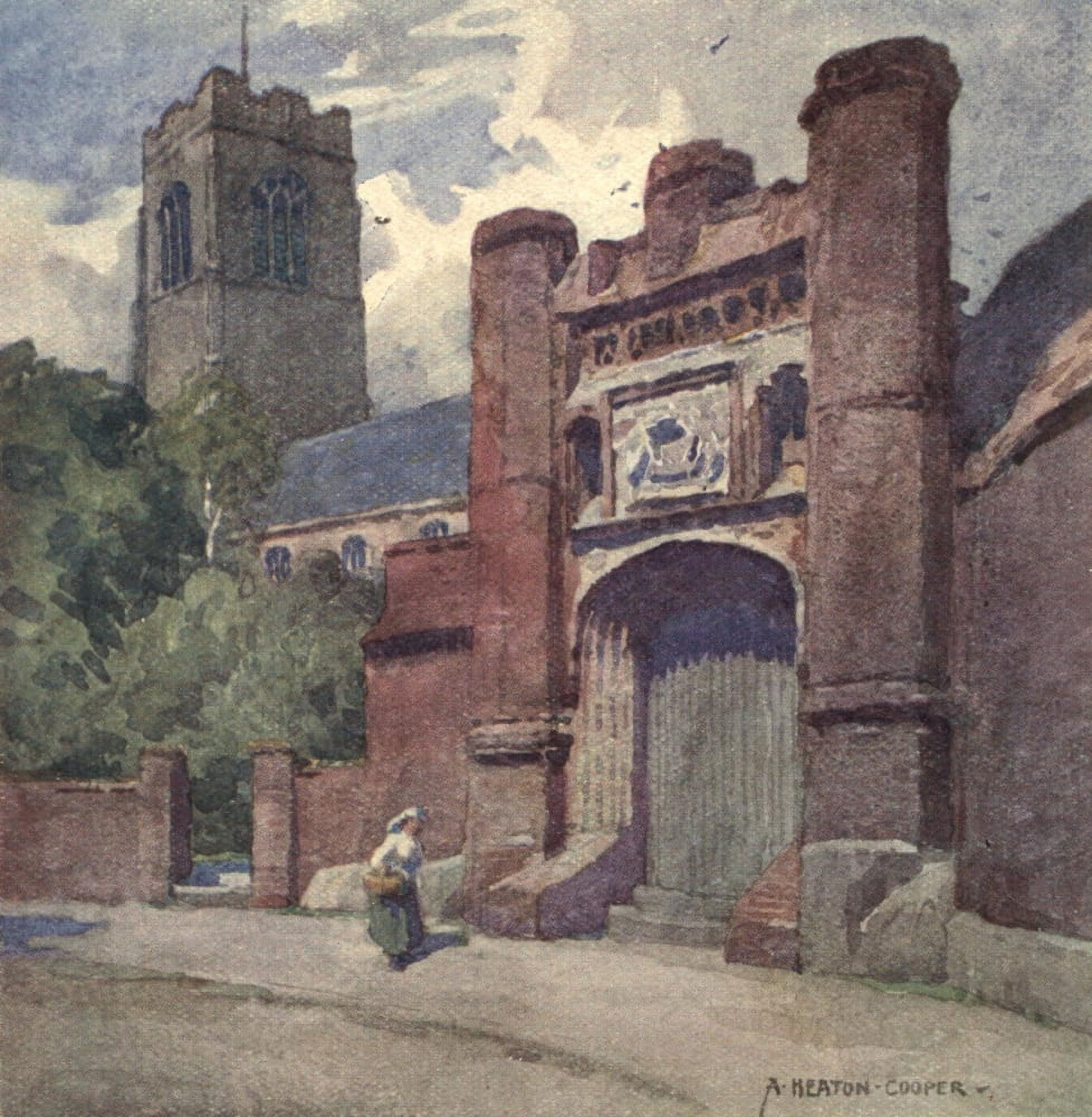 Norfolk & Suffolk 1921 Wolseys Gateway Ipswich Canvas Art - Alfred Heaton Cooper (24 x 36)