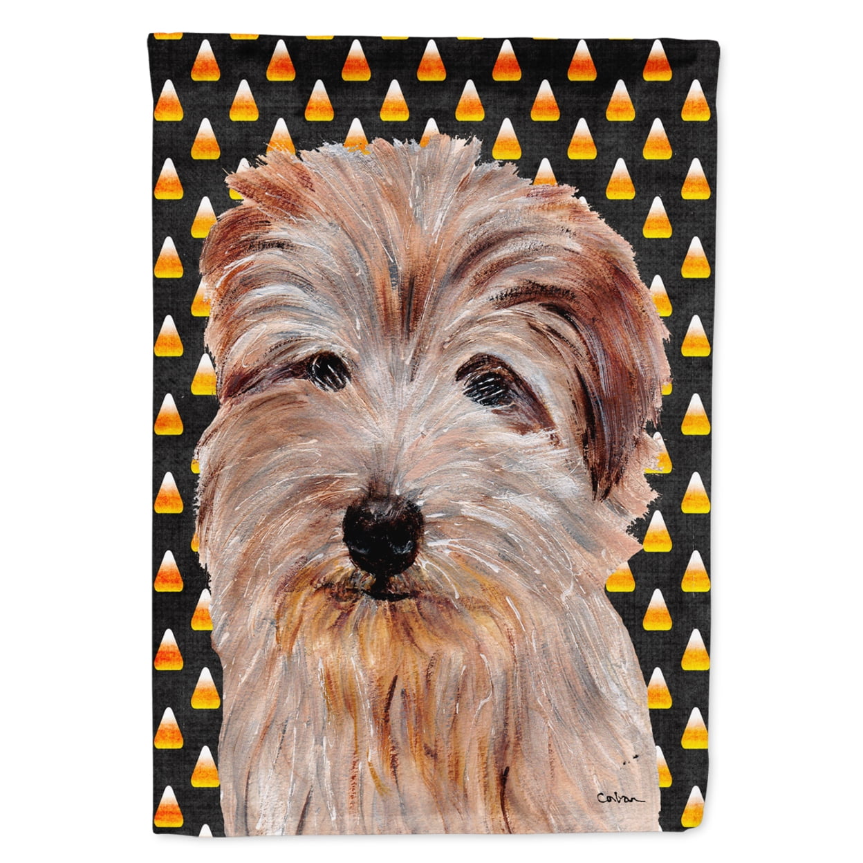 Norfolk Terrier Candy Corn Halloween Flag Canvas House Size