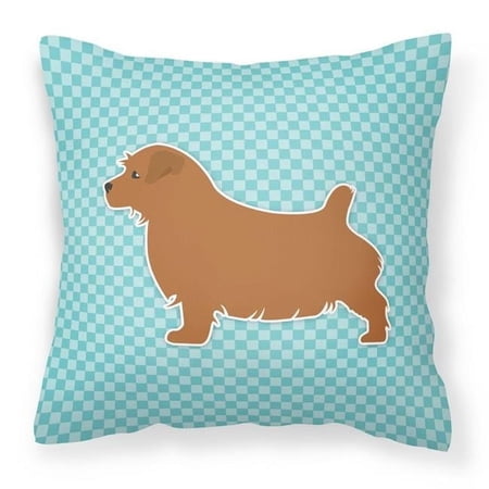 Norfolk Terrier Checkerboard Blue Fabric Decorative Pillow