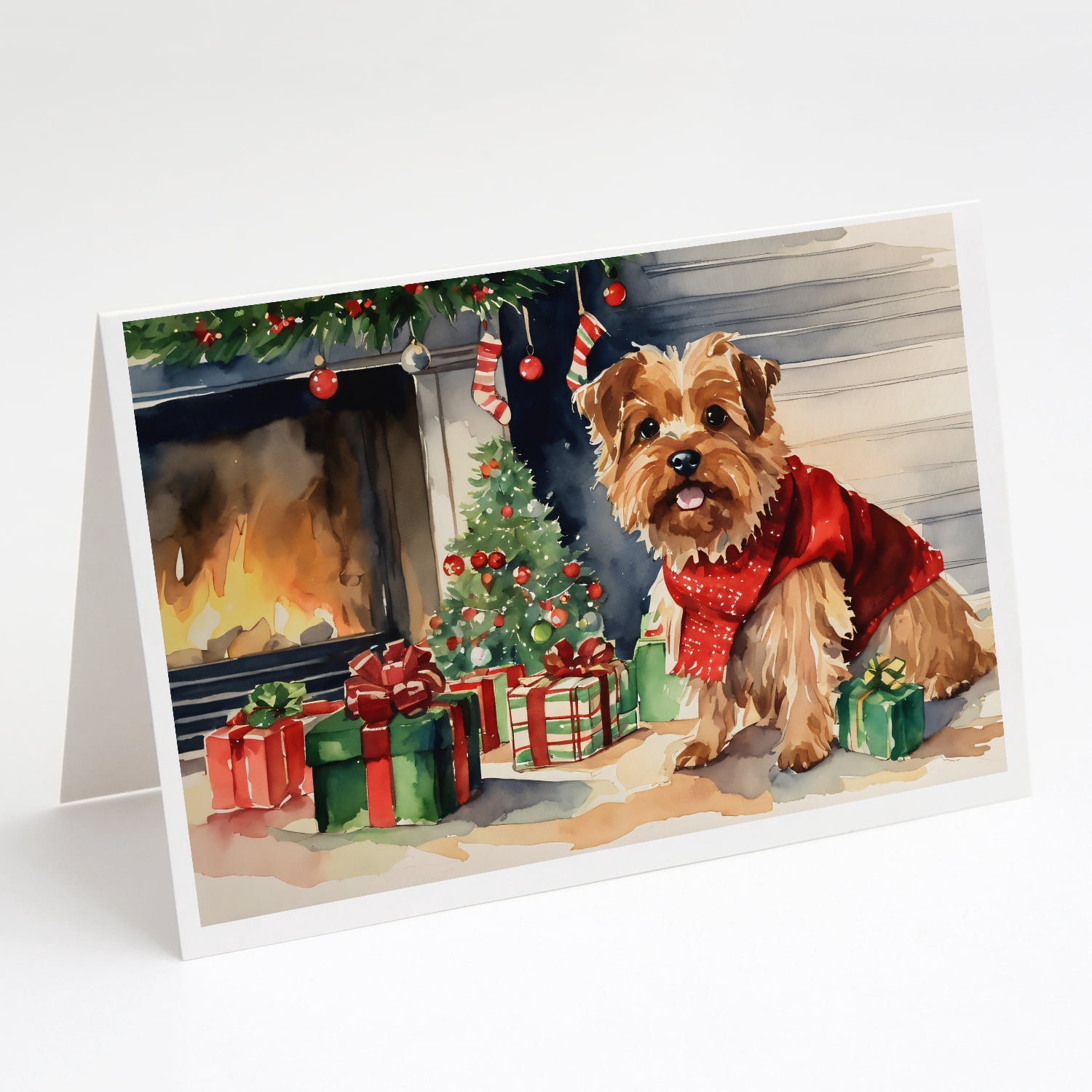 Norfolk Terrier Cozy Christmas Greeting Cards Pack of 8 7 in x 5 in