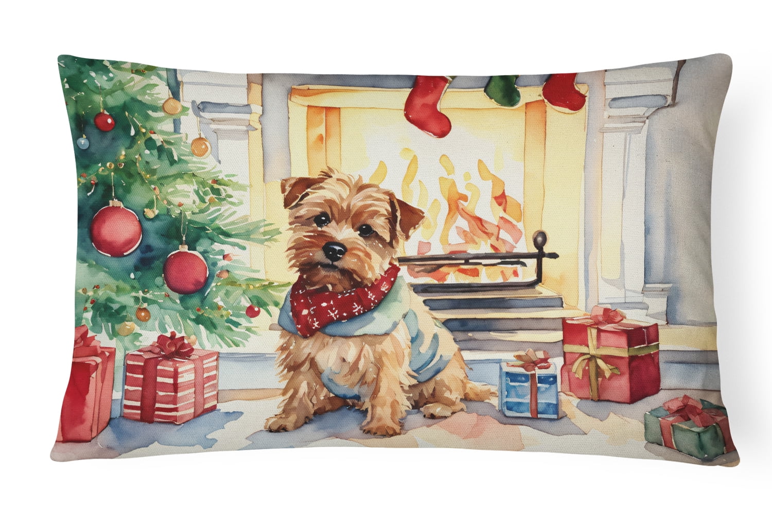 Norfolk Terrier Cozy Christmas Throw Pillow 12 in x 16 in