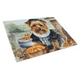 thumbnail image 1 of Norfolk Terrier Fall Kitchen Pumpkins Glass Cutting Board Large 12 in x 15 in, 1 of 5