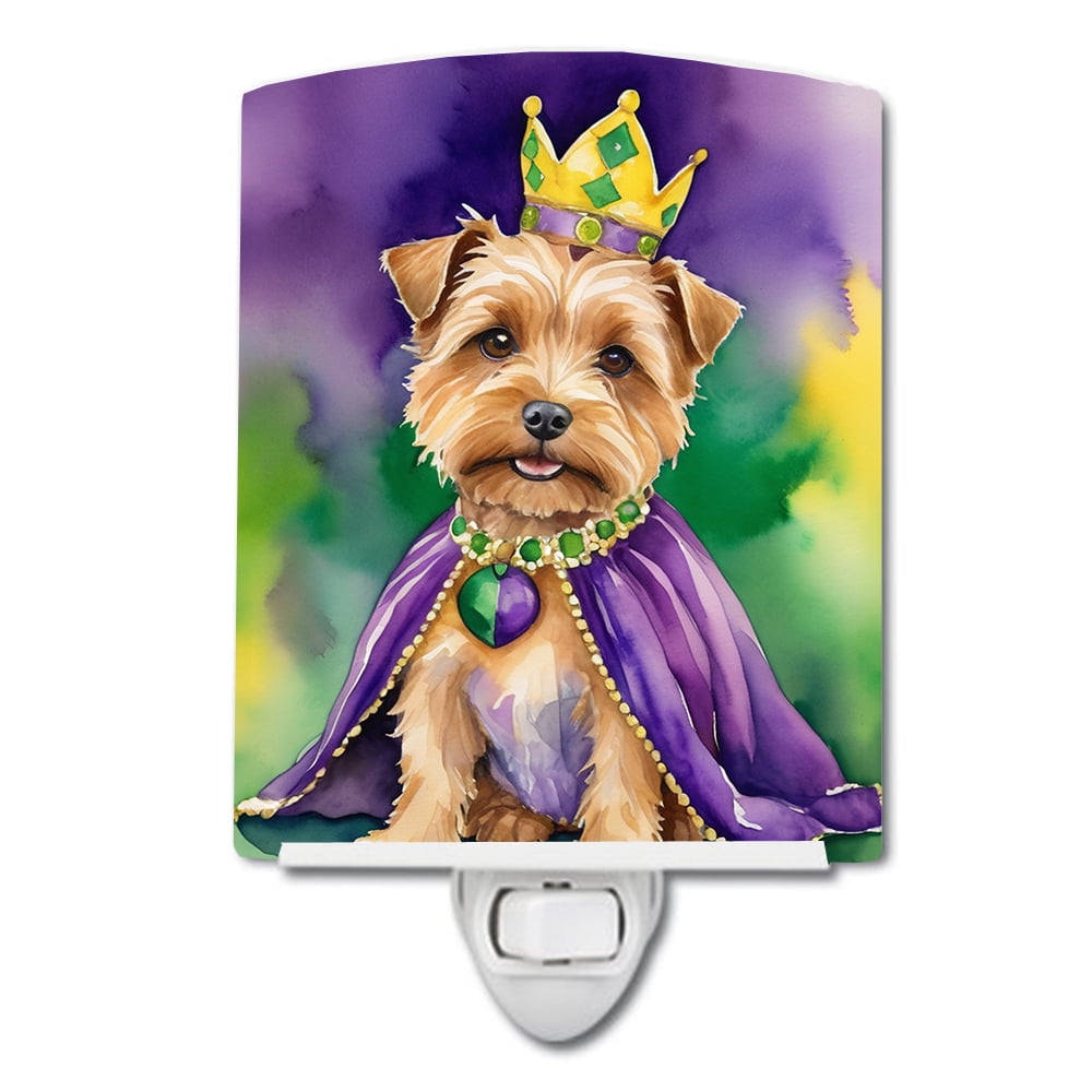 Norfolk Terrier King of Mardi Gras Ceramic Night Light 4 in x 6 in