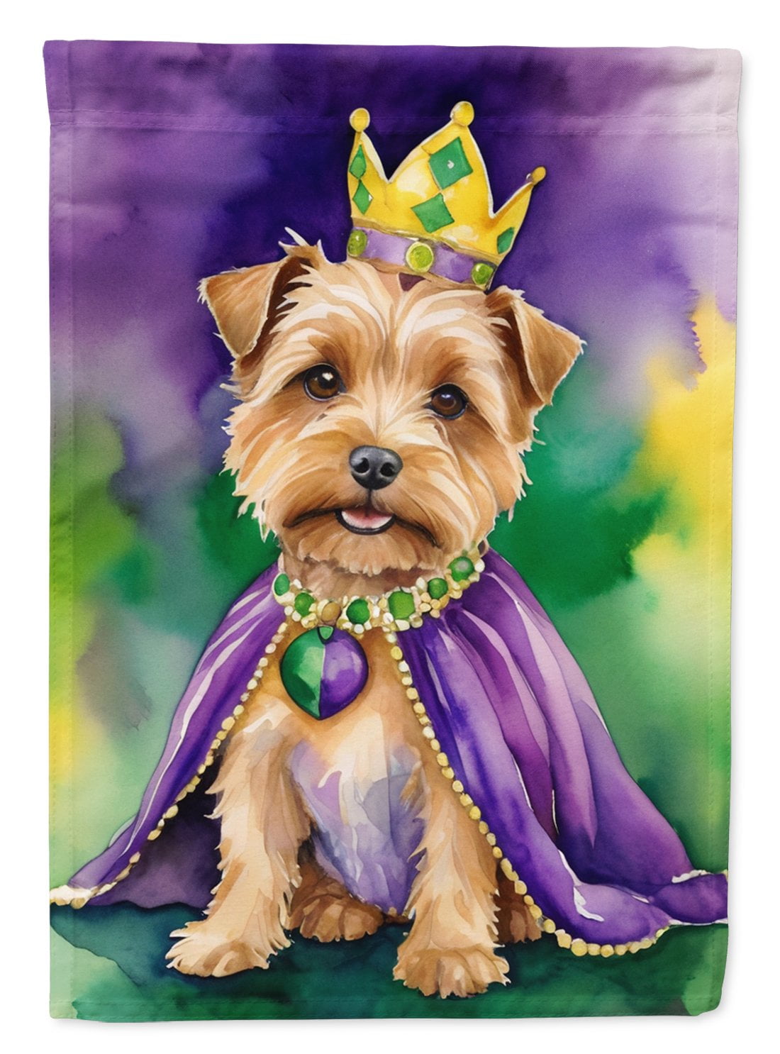Norfolk Terrier King of Mardi Gras Garden Flag 11.25 in x 15.5 in