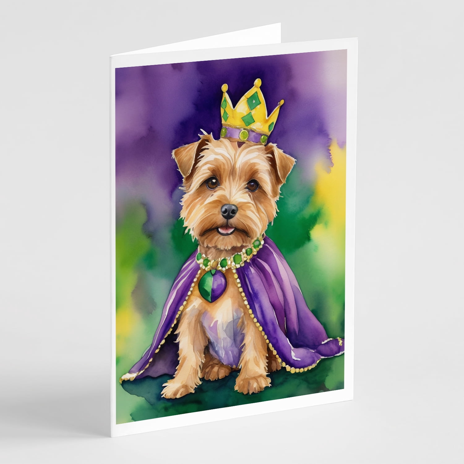 Norfolk Terrier King of Mardi Gras Greeting Cards Pack of 8 7 in x 5 in