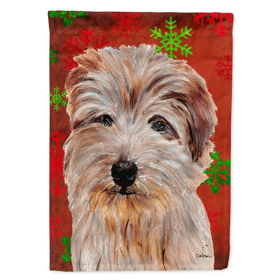 Norfolk Terrier Red Snowflakes Holiday Garden Flag