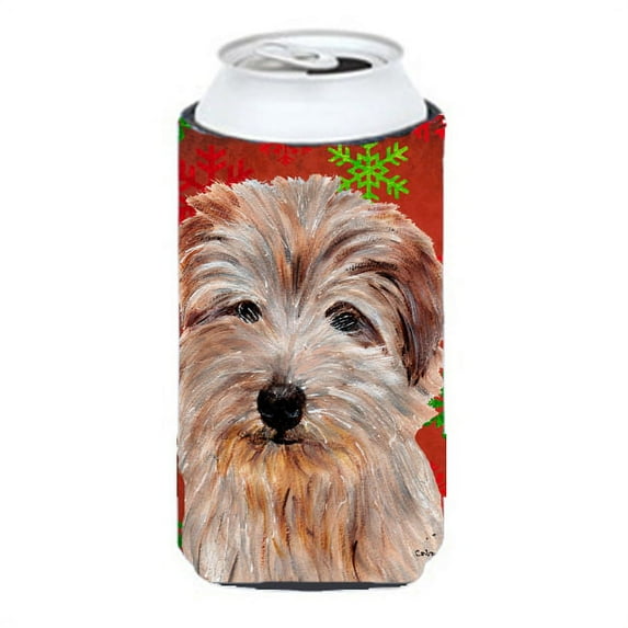 Norfolk Terrier Red Snowflakes Holiday Tall Boy Hugger