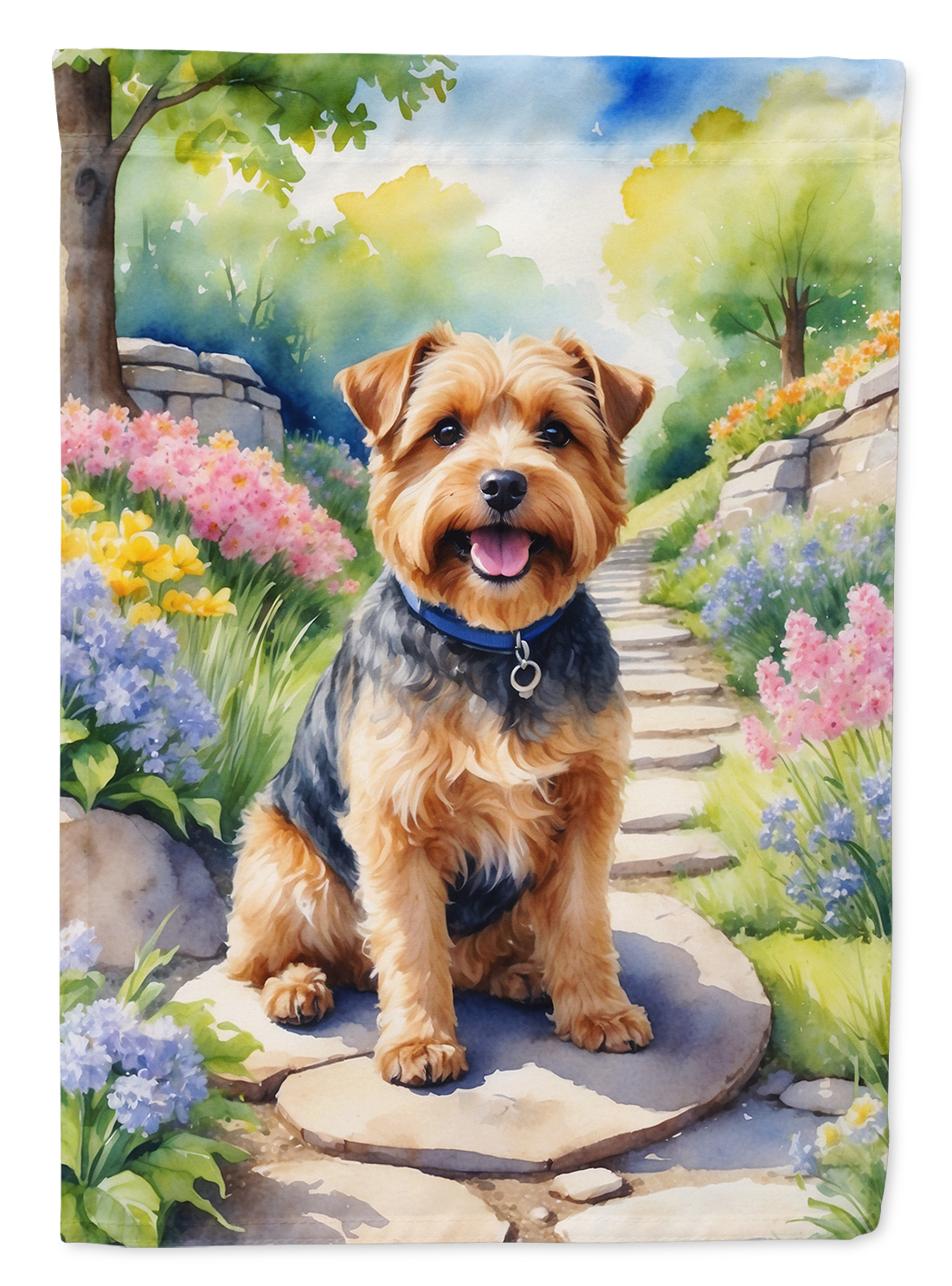 Norfolk Terrier Spring Path House Flag 28 in x 40 in