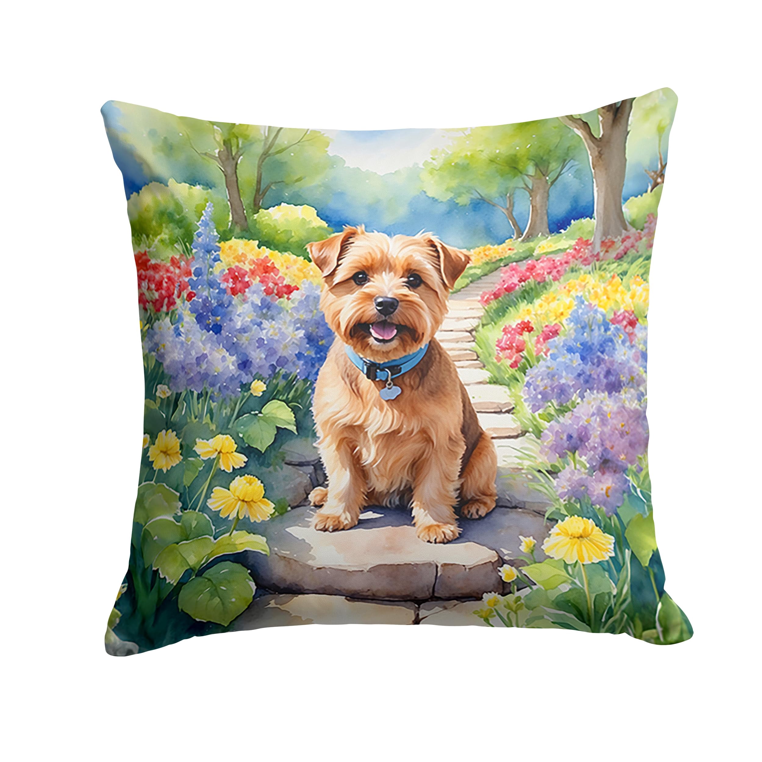 Norfolk Terrier Spring Path Throw Pillow 14 in x 14 in