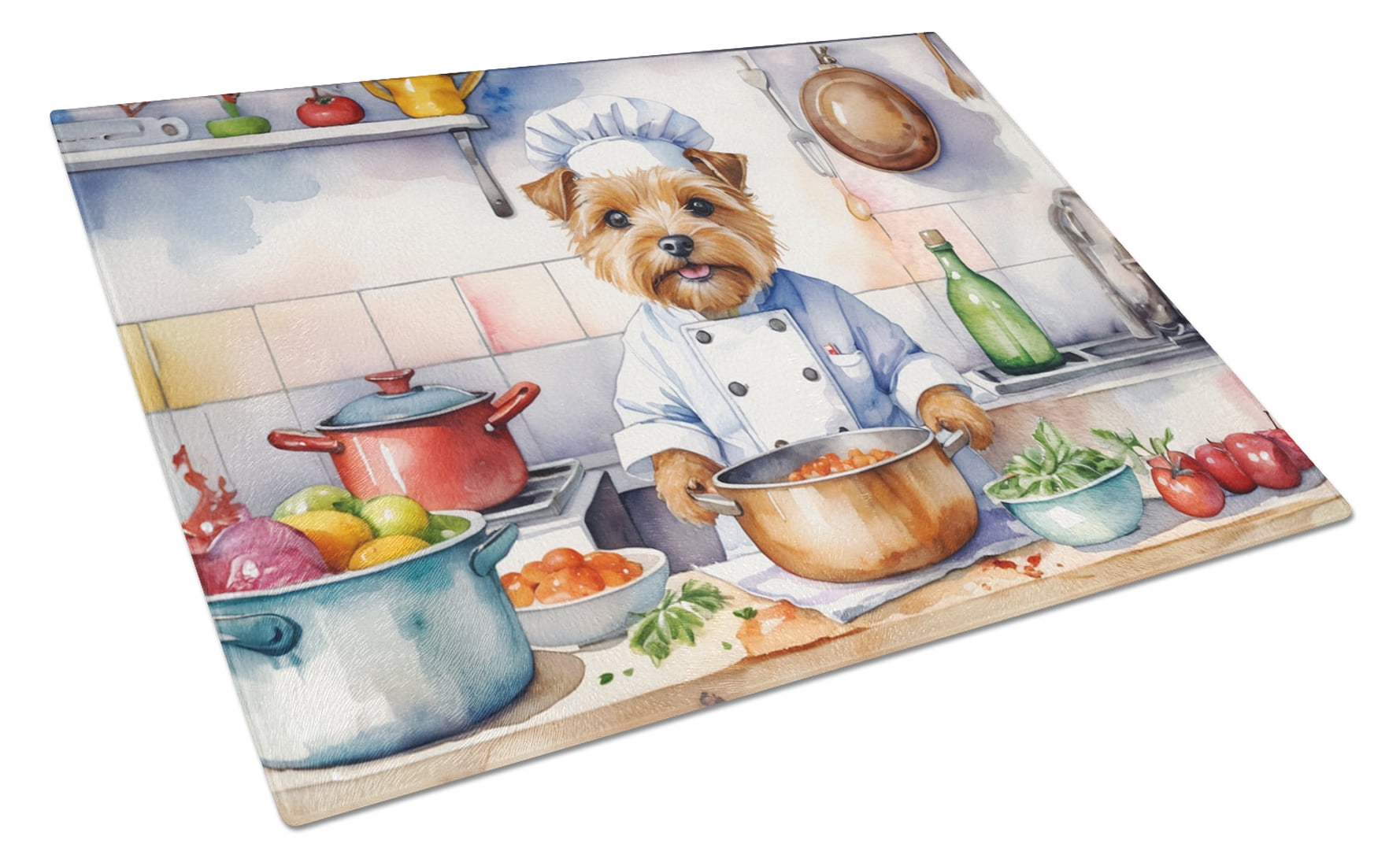 Norfolk Terrier The Chef Glass Cutting Board 12 in x 15 in