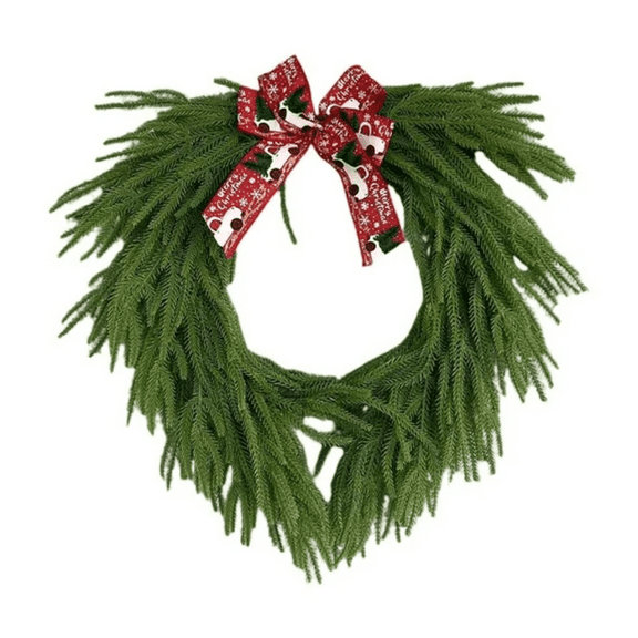 Norfolk Wreath for Front Door, Artificial Green Leaves Wreath, Realistic Norfolk Pine Christmas Wreath for Wall or Window, 18.2", Wreath