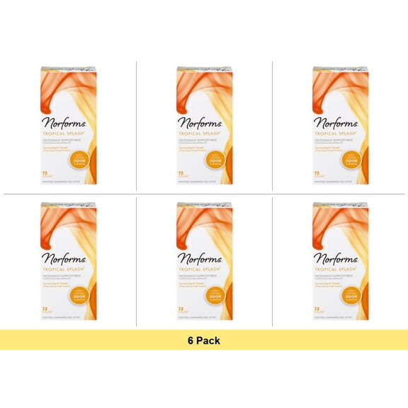 Norforms Deodorant Suppositories, Tropical Splash, 12 Count - 6 Pack Bundle
