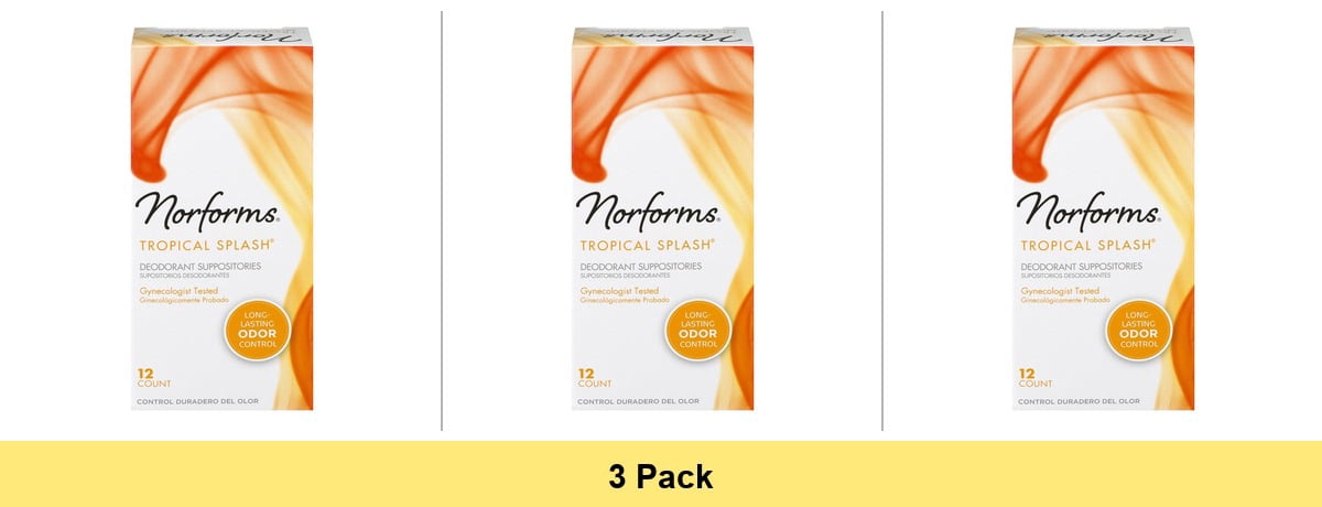 Norforms Deodorant Suppositories, Tropical Splash, 12 Ct - 3 Pack ...