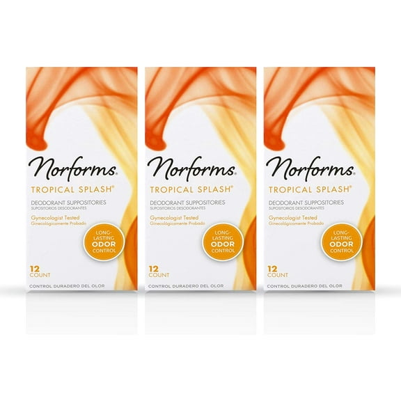 Norforms Tropical Splash Deodorant Suppositories, 12 CT (Pack - 3)