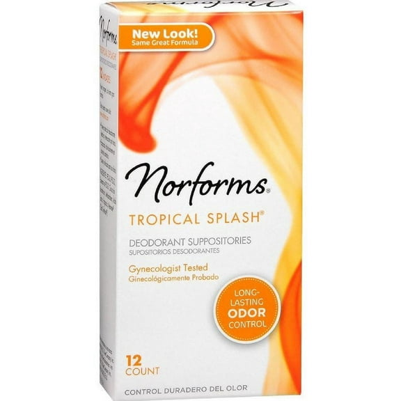 Norforms Tropical Splash Deodorant Suppositories 12 ea - Pack of 2