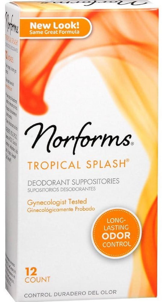 Norforms Tropical Splash Deodorant Suppositories 12 each (Pack of 4)