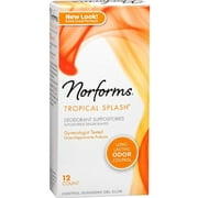 Norforms Tropical Splash Deodorant Suppositories 12 each (Pack of 4)