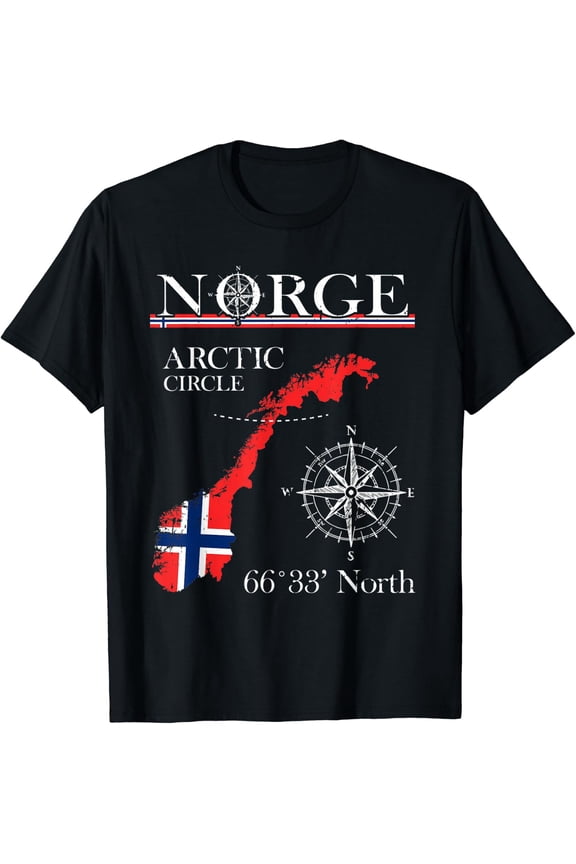 Norge Arctic Circle - Polar North Norway Norwegian Flag T-Shirt Size S-5XL