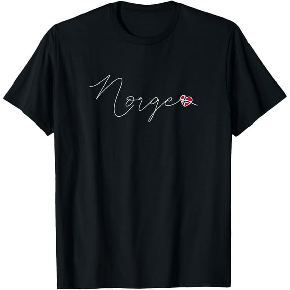 Norge Simple Love Norwegian Flag Heart on Norway T-ShirtMen and women, White Black T-shirt, size: Extra large S-1564XL