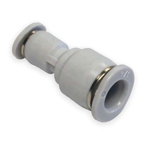 Reducing Straight Union, 1/4 in x 1/8 in Tube Size, Polybutylene, White, 10 PK