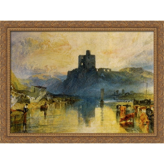 Norham Castle, on the River Tweed 38x28 Large Gold Ornate Wood Framed Canvas Art by Joseph Mallord William Turner