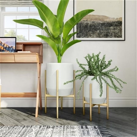 Nori Mid Century Modern Planters, Gold - Set of 2