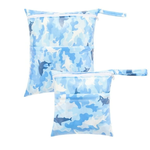 NoriNori 2pcs Wet Dry Bags,Waterproof Reusable Cloth Diaper Wet Dry Bags for Travel,Diapers,Dirty Gym Clothes and Toiletries