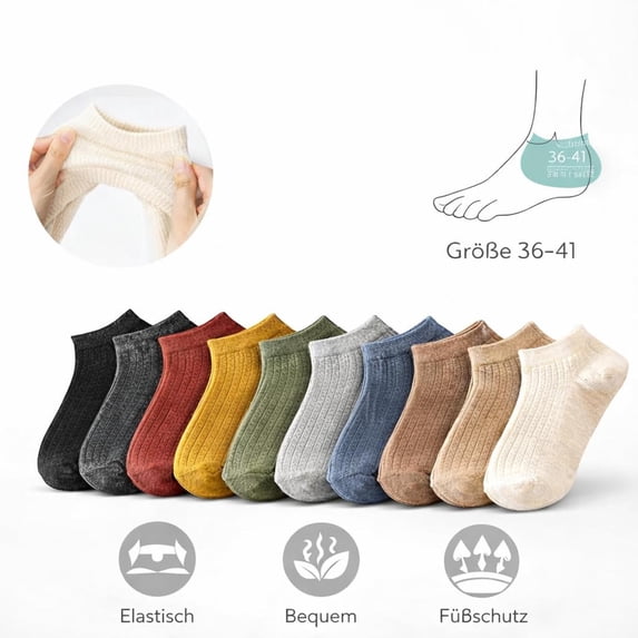 Noric 10 Pairs Women's Ribbed Low Cut Ankle Socks Breathable Casual Lightweight Comfort Sweat Wicking Basic Socks