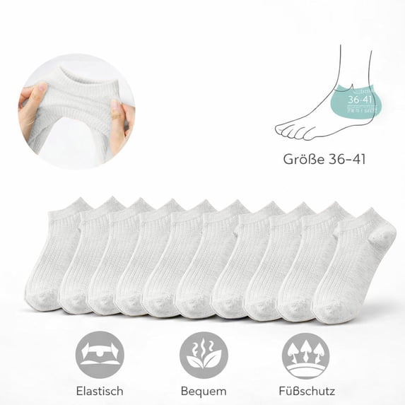 Noric 10 Pairs Women's Ribbed Low Cut Ankle Socks Breathable Casual Lightweight Comfort Sweat Wicking Basic Socks