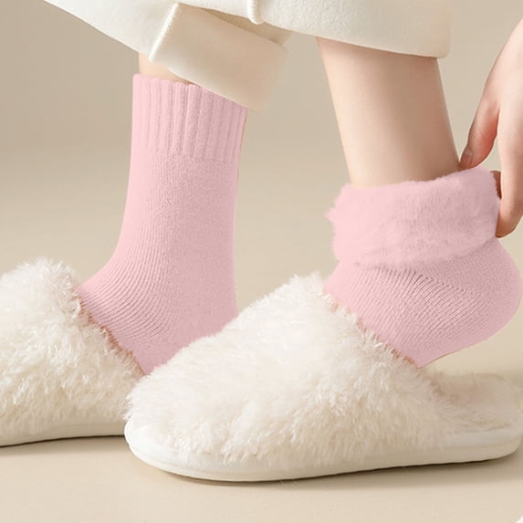 Noric 3 Pairs Women's Fleece Lined Crew Socks Thermal Warm Cozy Sleeping Thick Elastic Casual Autumn Winter Mid Calf Socks