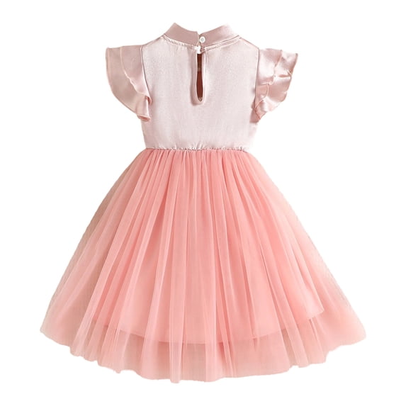 Noric Girls Satin Tulle Dresses Sleeveless Princess Party Dresses with Bow for Grils Ages 3-10