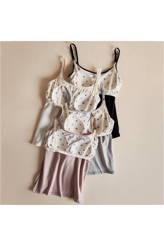 Maternity Modal Adjustable Strap Nursing Cami Tank Tops Built-in Pads Printed Stretch Loungewear Layering Tops for Pregnancy Postpartum