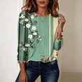 thumbnail image 1 of Noric Women Long Sleeve T-Shirt Loose Fit Casual Crew Neck Floral Print Fashion All Season Pullover Tops S-5XL, 1 of 8