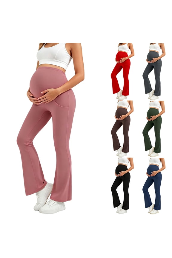 Women Maternity Belly Support Flare Yoga Pants Stretch Soft Workout Casual Leggings for Pregnant Daily Outdoor Lounge