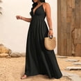 thumbnail image 1 of Noric Women Summer Maxi Dresses Sleeveless Deep V Neck Backless Spaghetti Strap Elastic Waist Flowy A Line Boho Dresses, 1 of 8