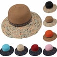 thumbnail image 1 of Noric Women Summer Sun Hat Color Block Wide Brim Floppy Hat Bohemian UV Protection Cap for Beach Vacation, 1 of 5