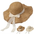 thumbnail image 1 of Noric Women Summer Sun Hat Wide Brim Floppy Hat with Lace Bow Ruffle Edge UV Protection Beach Vacation Hats, 1 of 5