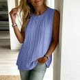 thumbnail image 1 of Noric Women Tank Tops Crew Neck Spring Summer Casual Smocked Chic Loose with Pleated Mesh Fashion Clothes, 1 of 9